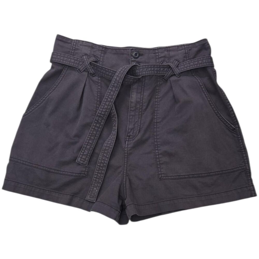 Current/Elliott Womens 30 Paperbag Shorts Charcoal High Waisted Belted Cotton